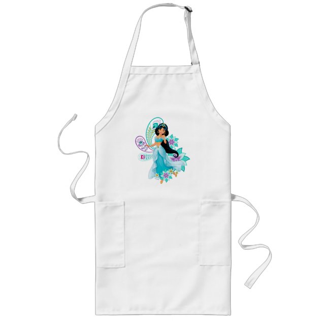 Tablier Long Princesse Jasmine avec plumes et fleurs (Devant)