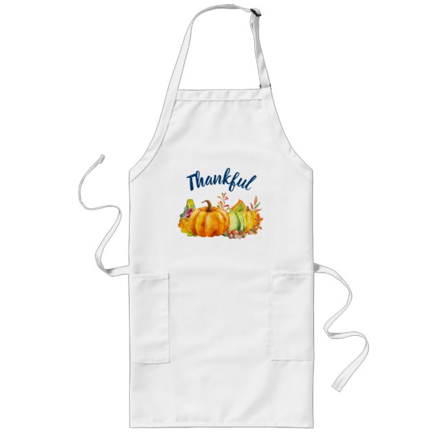 Tablier Long Récolte Citrouilles, Feuilles et Foliage (Devant)