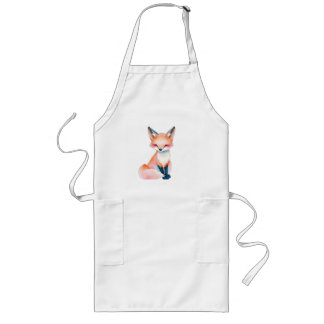 Tablier Long Renard d'aquarelle impressionniste avec champignon