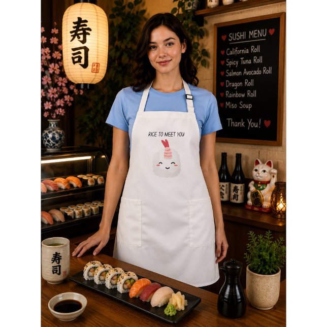 Tablier Long Riz Pour Vous Rencontrer Sushi Kawaii  (Créateur téléchargé)