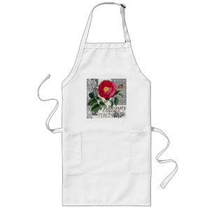 Tablier Long Rose Damask Joli Floral Antique