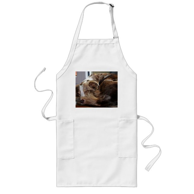 Tablier Long rouge merle mini aussie dormir 2 (Devant)