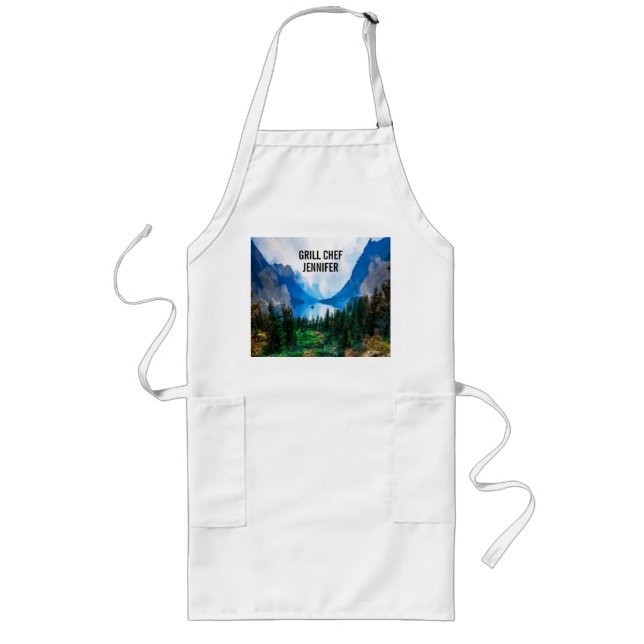 Tablier Long Rustic Country Mountains Nature Scène Photographie (Devant)