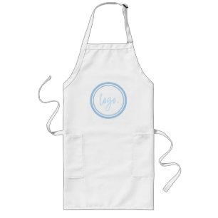 TABLIER LONG SIMPLE BLEU BUSINESS MARQUE LOGO ROND CERCLE