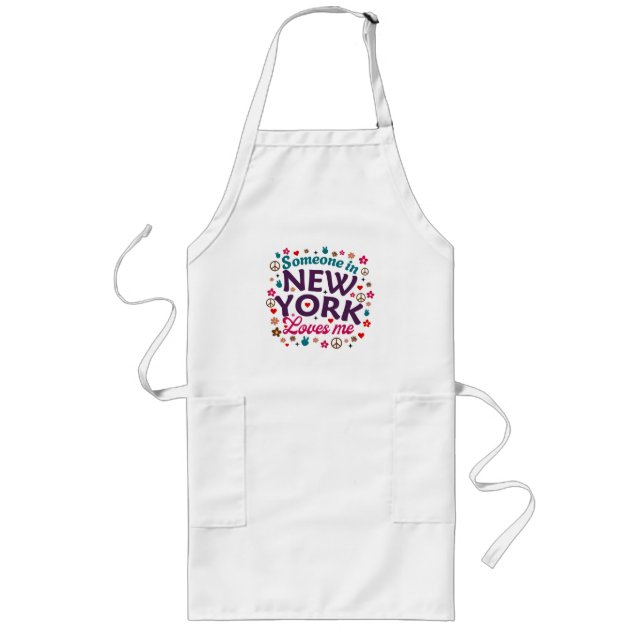 Tablier Long Someone in New York Loves Me Retro Funny Design (Devant)