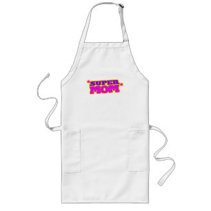 Tablier Long Super mom pink purple graphic stars
