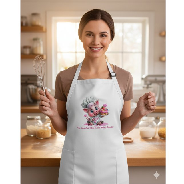 Tablier Long Sweetest Mom Pig Chef Custom Apron (Créateur téléchargé)