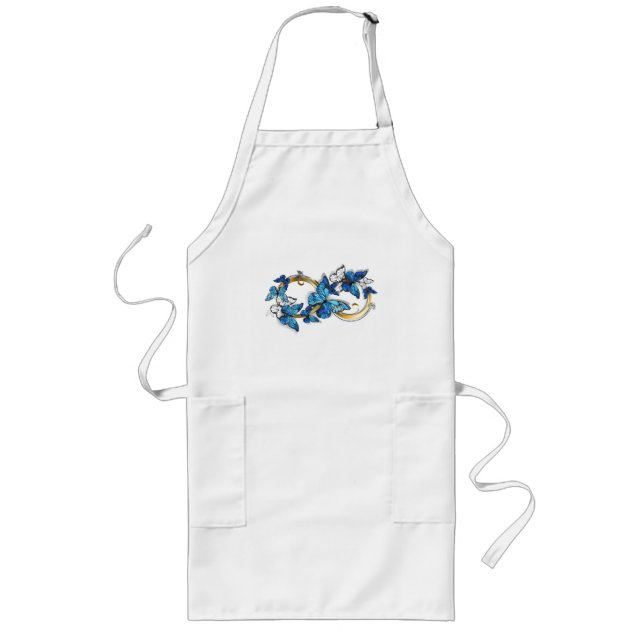 Tablier Long Symbole infini de papillons Morpho bleus (Devant)