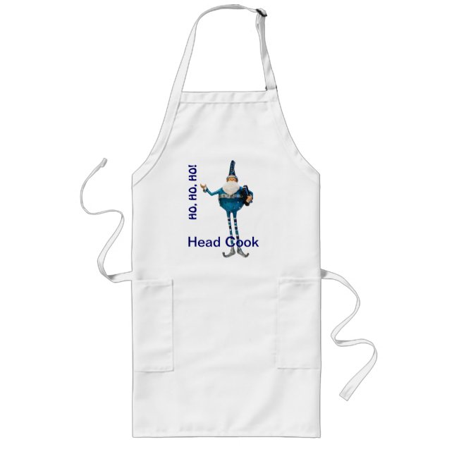 Tablier Long Tablier bleu de Noël de père (cuisinier principal) (Devant)