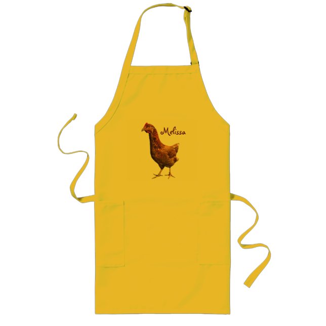 Tablier Long Tablier Brown et rouge de poulet de poule (Devant)