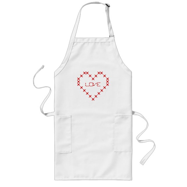 Tablier Long Tablier coeur d'amour personnalisé pour les femmes (Devant)