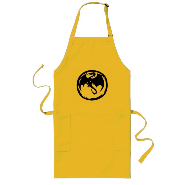 Tablier Long Tablier de chef jaune du Dragon noir (Devant)
