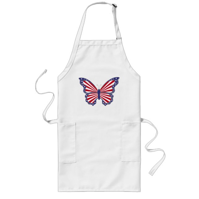 Tablier Long Tablier Patriotique Rouge Blanc Et Bleu Papillon (Devant)
