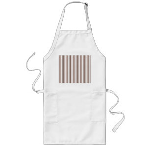 Tablier Long Taupe brun et blanc bonbons rayures