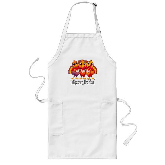 Tablier Long Thankful baby turkey funny cartoon  (Devant)
