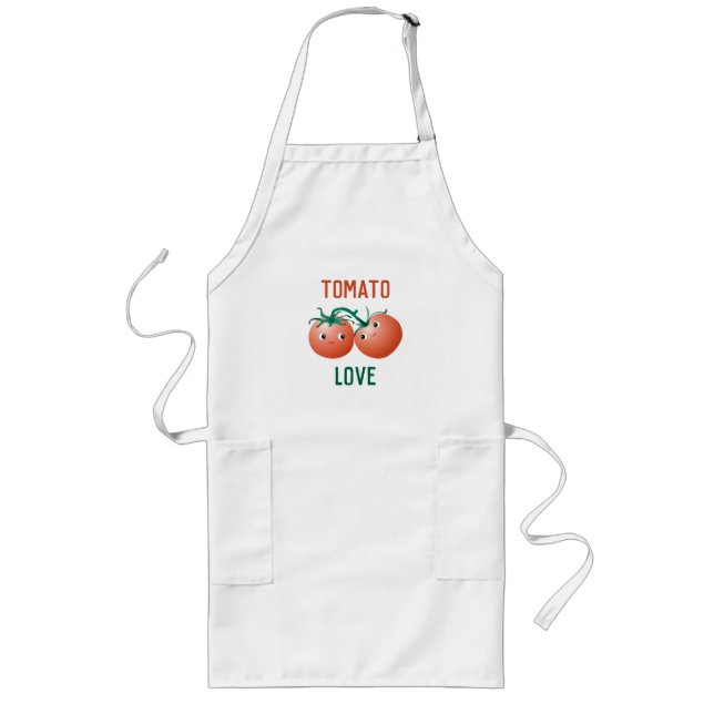 Tablier Long Tomato Love avec super mignon couple tomate (Devant)