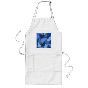 Tablier Long Tons de motif en vitrail bleu