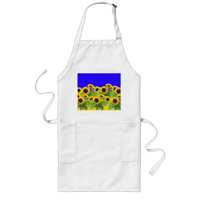 Tablier Long Tournesols - Drapeau ukrainien Paix Liberté Ukrain (Devant)