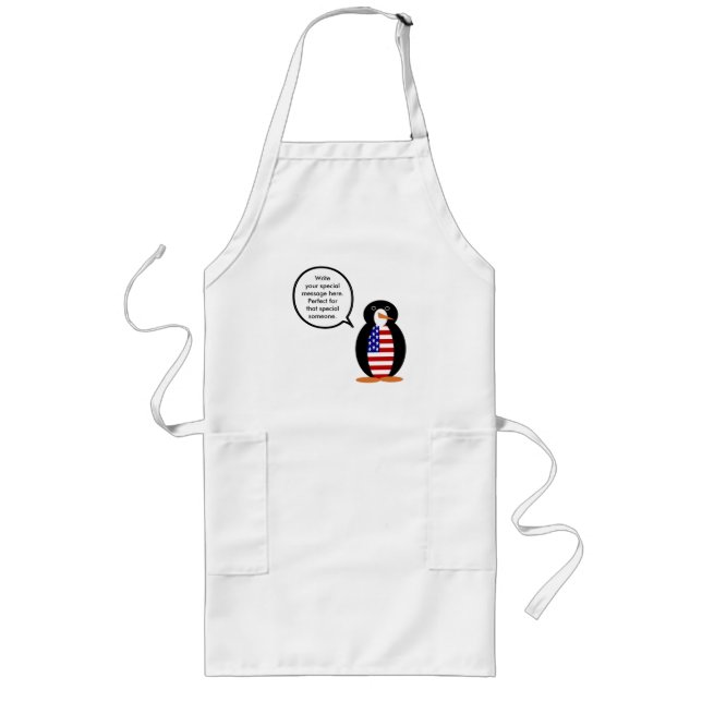 Tablier Long USA Parler de Mme Penguin Personnalisée (Devant)