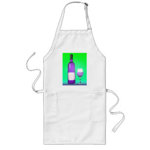 Tablier Long verre à vin et bouteille : vitrail