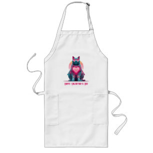 Tablier Long Vintage Chat de la Saint-Valentin au néon