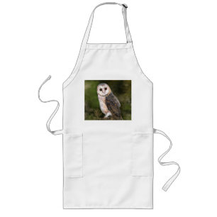 Tablier Long Western Barn Owl - Migned Watercolor Painting Art 