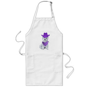 Tablier Long Westie Cowboy en Violet
