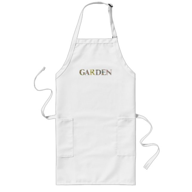 Tablier Long William Morris Floral Garden Moto et cadre (Devant)