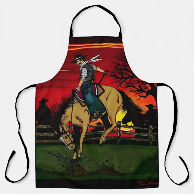 Tablier "Los Gauchos" Dessous de verre de grès/"Les Cowboy (Recto)