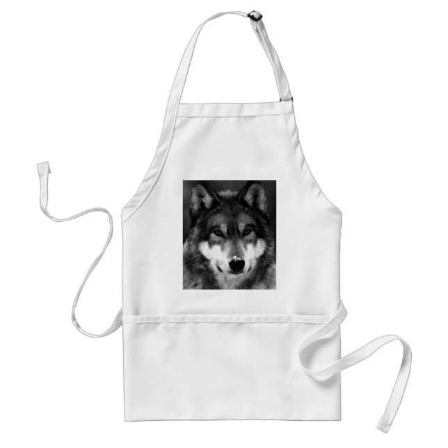 Tablier Loup noir et blanc (Devant)