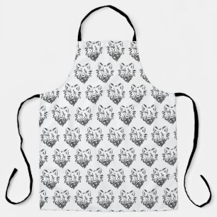 Tablier Loup tribal noir et blanc