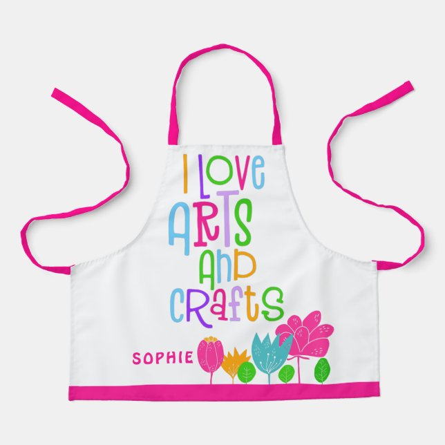 Tablier Love Arts & Artistes Typographie Florales Nom Blan (Recto)