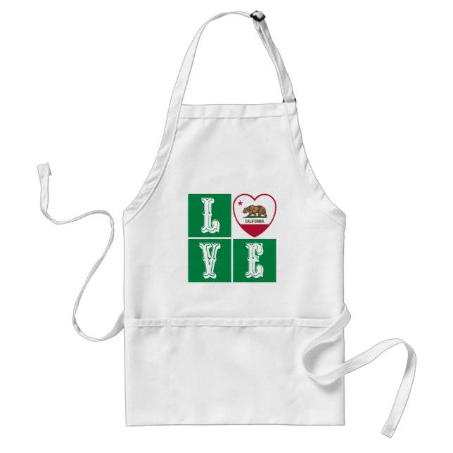Tablier Love California Republic State Drapeau Heart Pride (Devant)