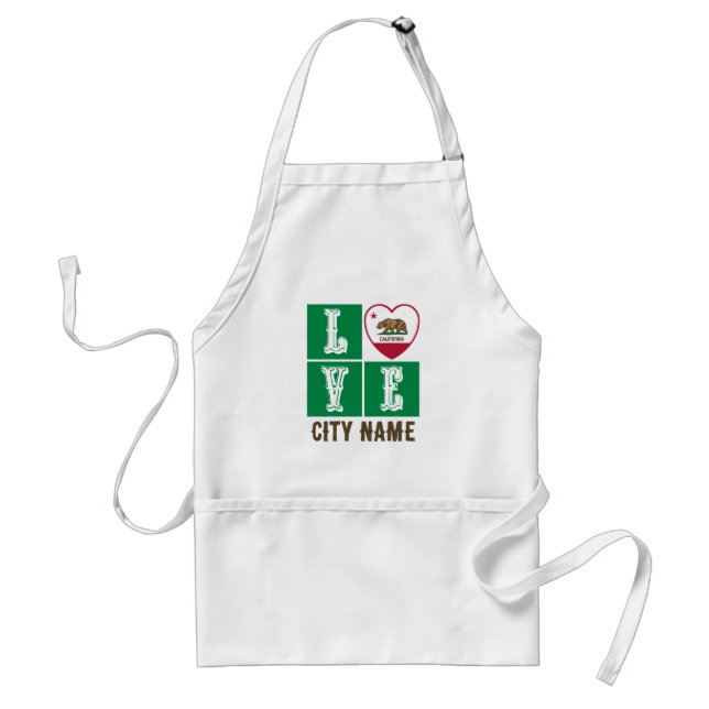 Tablier Love California State Flag Heart Your City Custom (Devant)