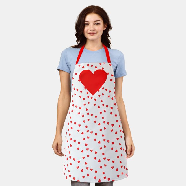 Tablier Love Red Hearts Valentine's Day All-Over-Print (Porté)