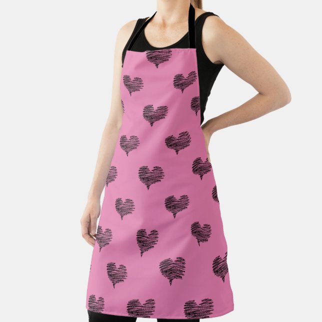 Tablier Love Valentine's Day Black Heart croquis (Insitu)