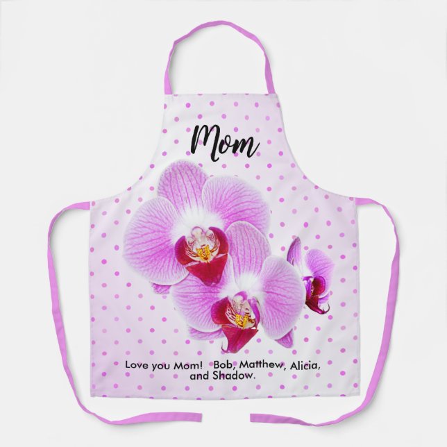 Tablier " Love You Mom" - Exotic Purple Orchid Floral Phot (Recto)
