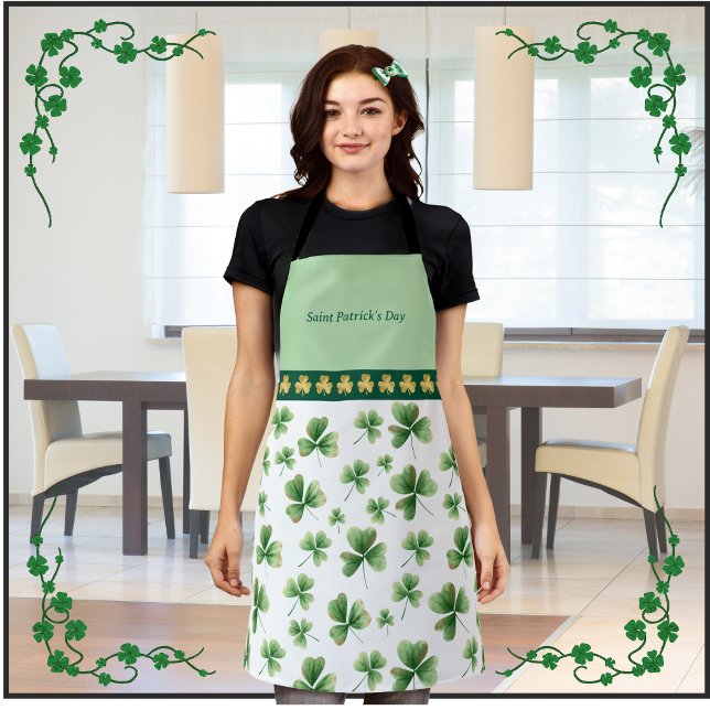Tablier Lucky Charms Shamrock Apron Vert Blanc Or (Créateur téléchargé)