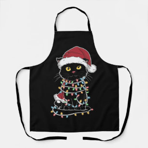 Tablier Lumières de Noël Amoureux de les chats amusantes