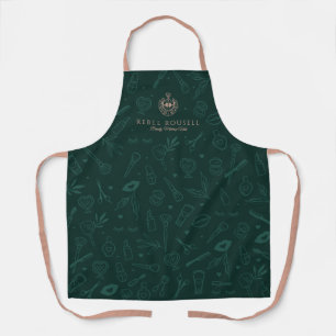 Tablier Luxe Beauté Charms Logo de maquillage vert et rose