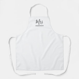 Tablier M. et Mme. Script moderne noir et blanc