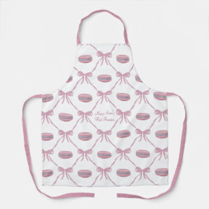 Tablier M Macarons roses personnalisés Ruban frilly Coquet