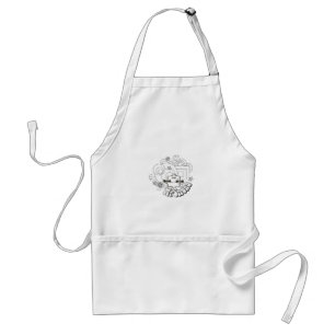 Tablier M. Strong   Étoiles et fleurs noires et blanches