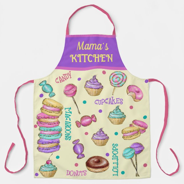 Tablier Macaroons Cupcakes Lollipops and Donuts Apron (Recto)