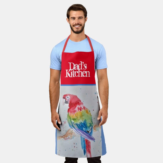 Tablier Macaw perroquet coloré Aquarelle Dads Cuisine (Porté)