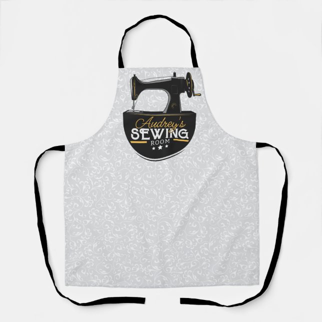 Tablier Machine à coudre antique AJOUTER LE NOM Seamstress (Recto)