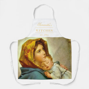 Tablier Madonna & Enfant traditionnel Noël religieux