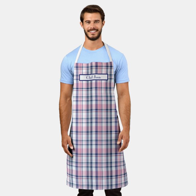 Tablier Madras Vert Preppy Blanc de la Marine Rose (Porté)