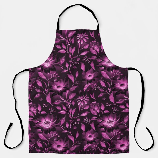 Tablier Magenta Floral Apron (Recto)