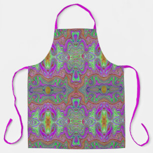 Tablier Magenta, Motif de Trippy rouge et vert